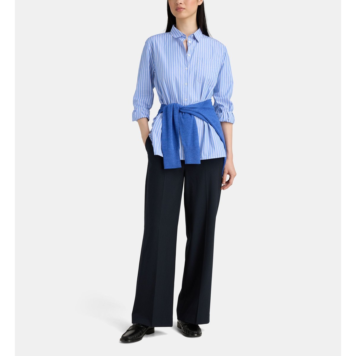 Chemise droite obry ray coton bleu et écru, JODHPUR