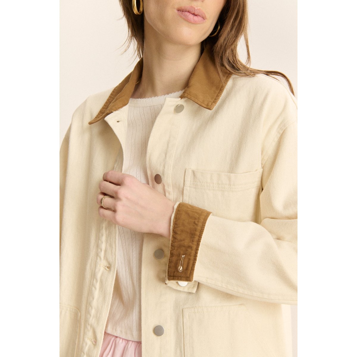 Veste courte workwear CLEO ecru, GARANCE PARIS 