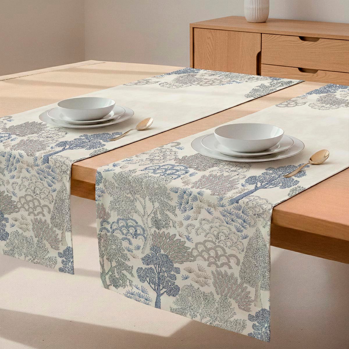 Chemin de table en coton Forest gris, NAF NAF HOME