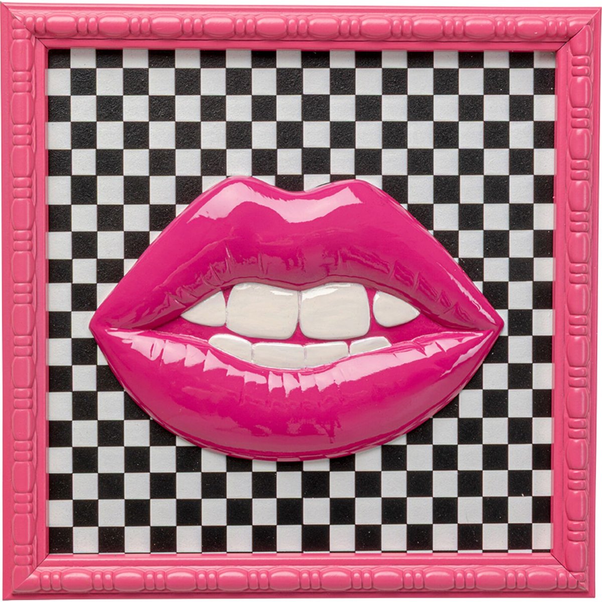 Tableau lèvres damier rose, KARE DESIGN