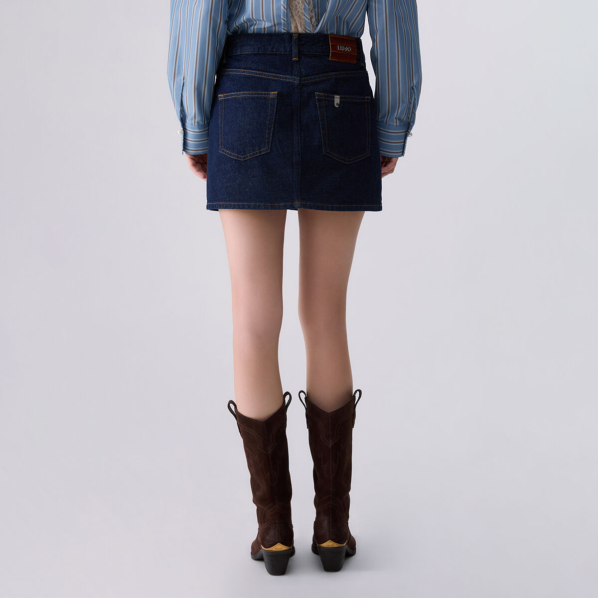 Minijupe asymétrique en denim délavage normal, LIU JO