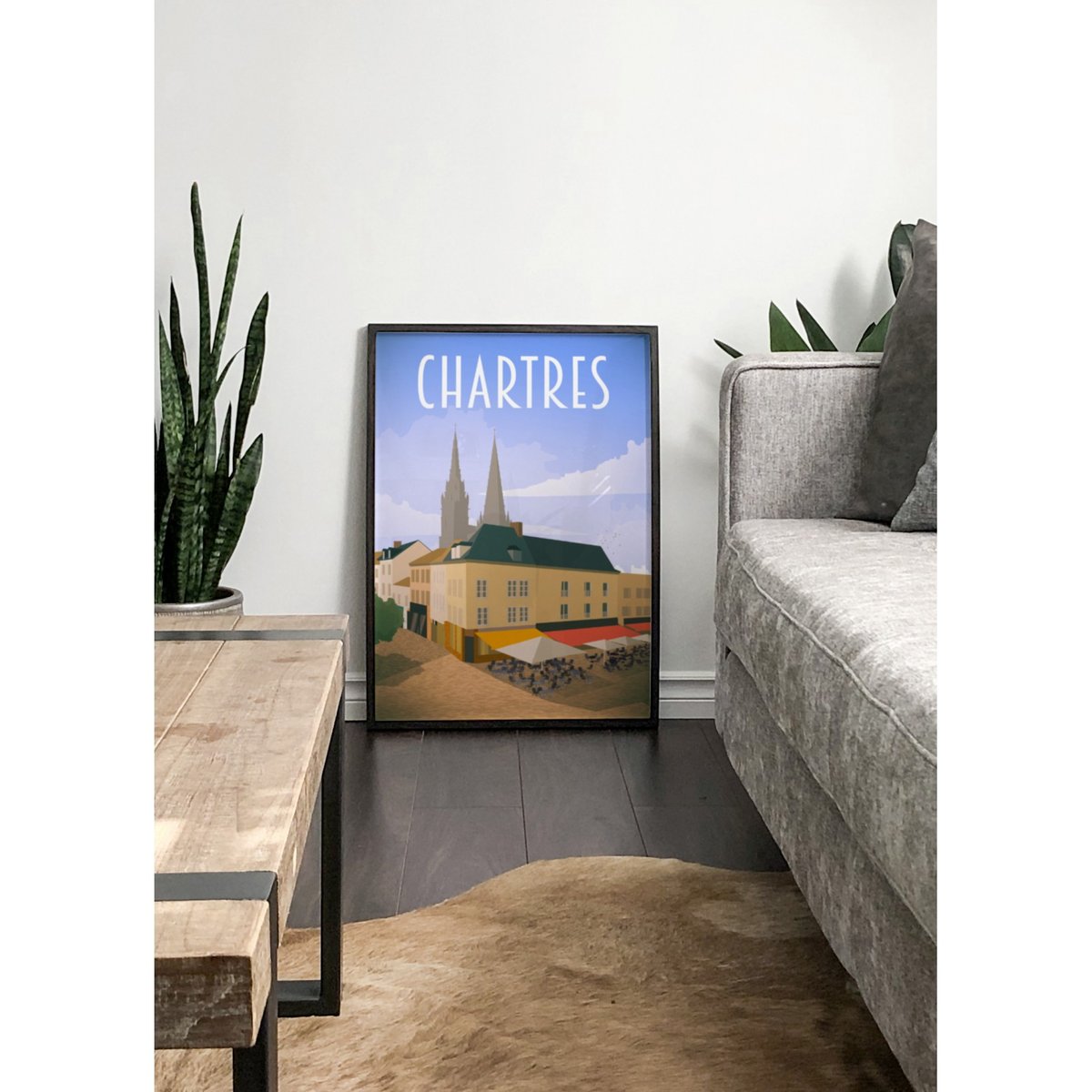 Affiche ville Chartres blanc, L'AFFICHERIE