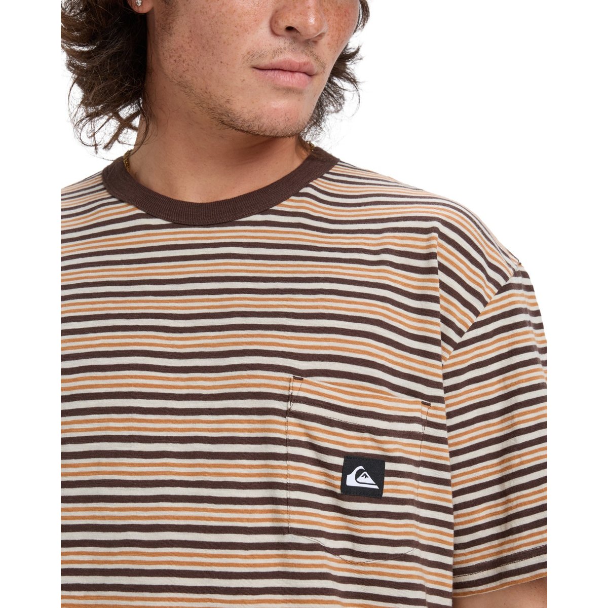 T-shirt à manches courtes ONYX STRIPED marron almond onyx stripe, QUIKSILVER