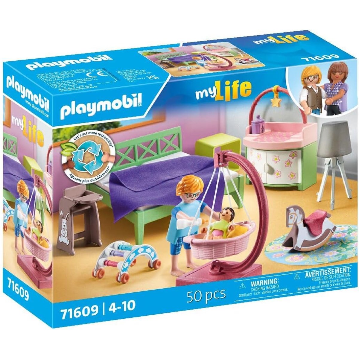 Chambre de parents avec berceau suspendu multicolore, PLAYMOBIL