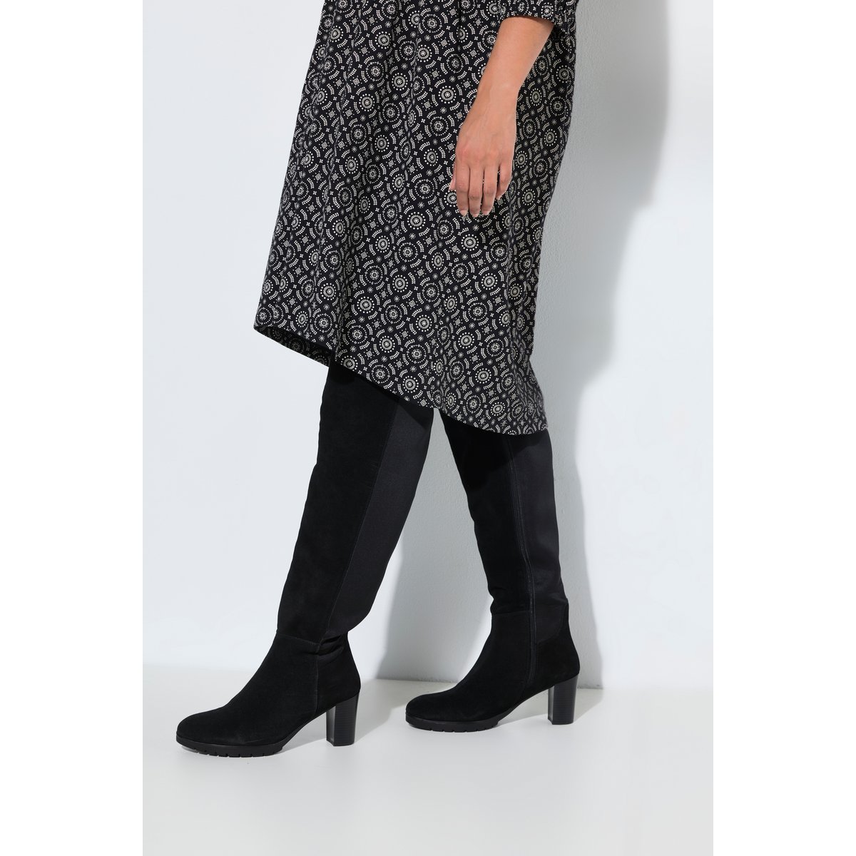 Robe avec imprimé, coupe évasée noir, ULLA POPKEN