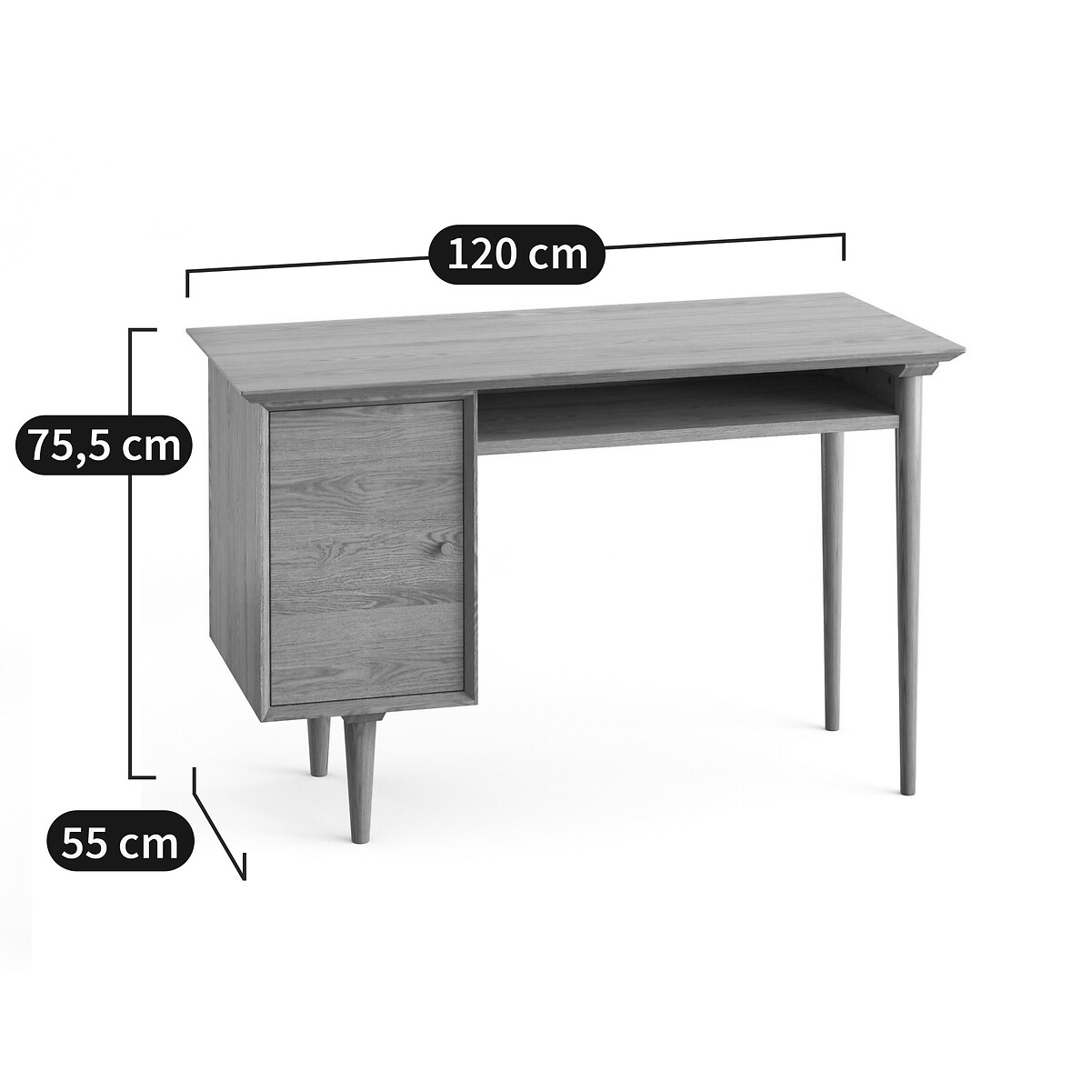 Vintage bureau met 1 opbergmeugbel Quilda eikenhout, LA REDOUTE INTERIEURS