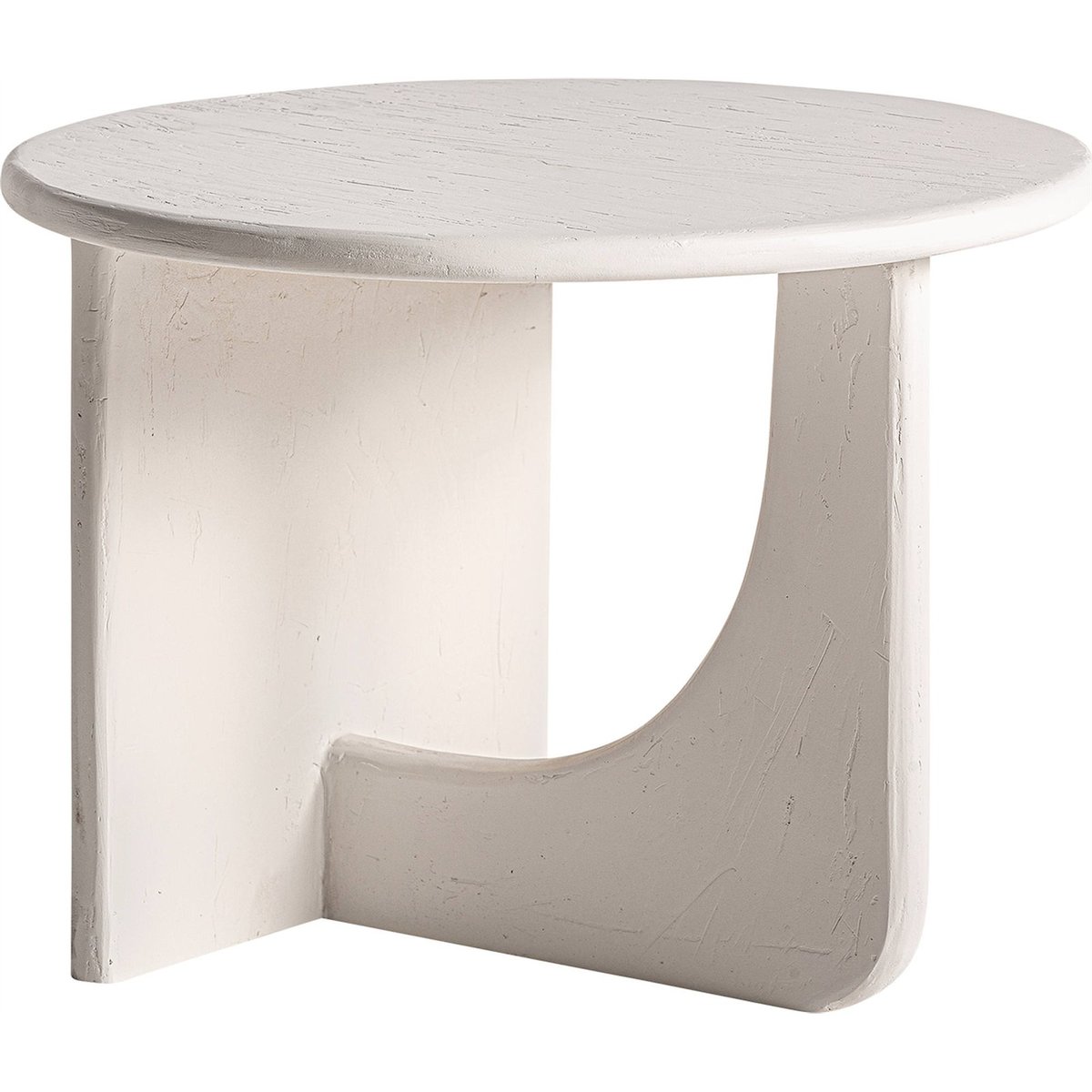 Table basse ronde en bois de manguier blanc cassé bois naturel, RECOLLECTION