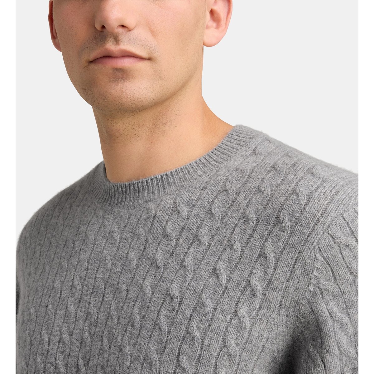 Pull droit cachcables torsadé cachemire gris clair, GALERIES LAFAYETTE