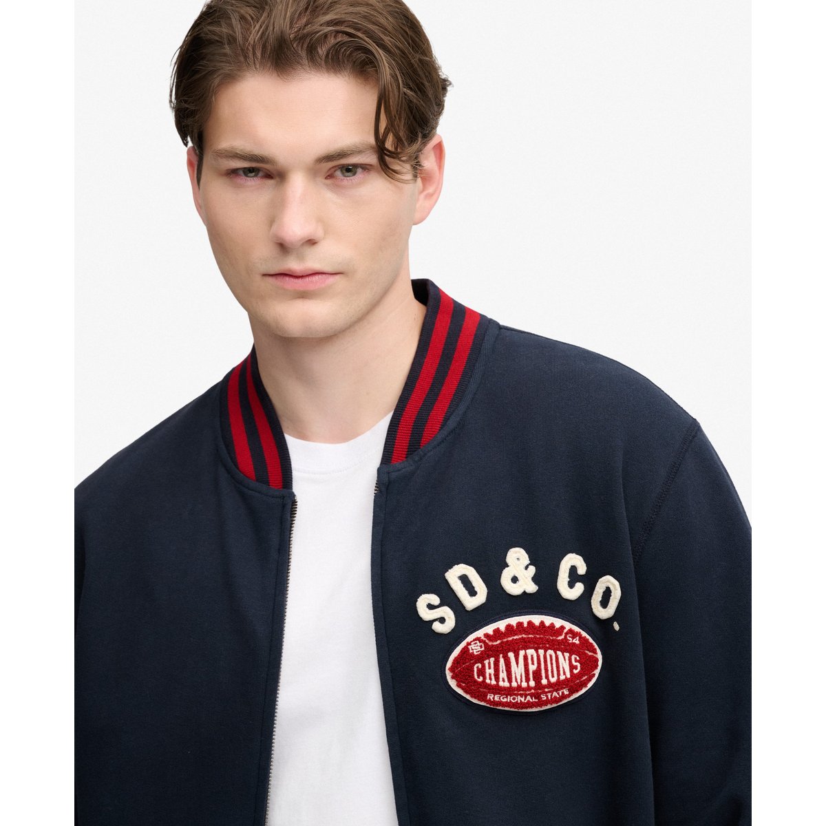 Bomber Track Top Vintage Athletic bleu marine éclipse, SUPERDRY