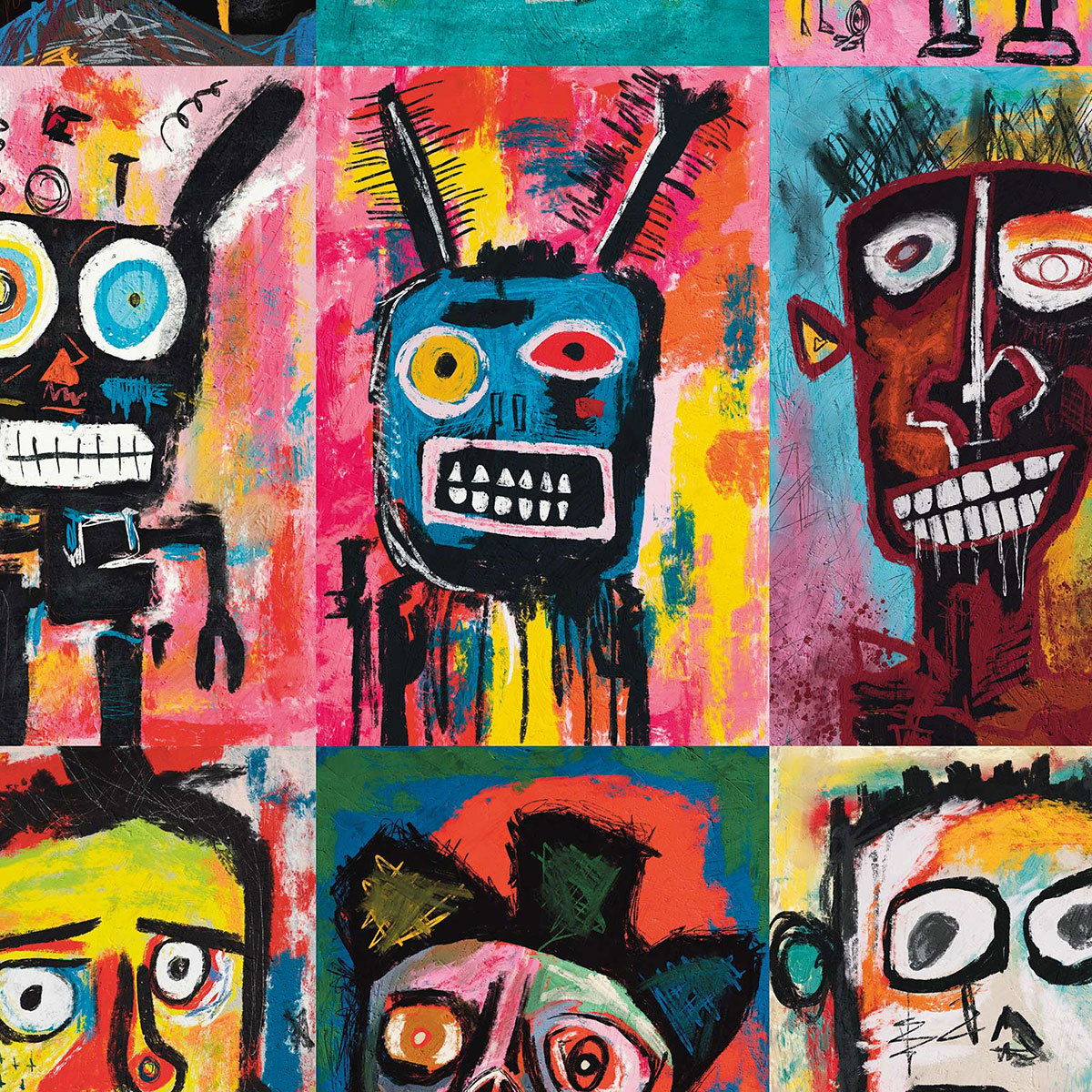 Papier peint, celebration basquiat multicolore, HEXOA