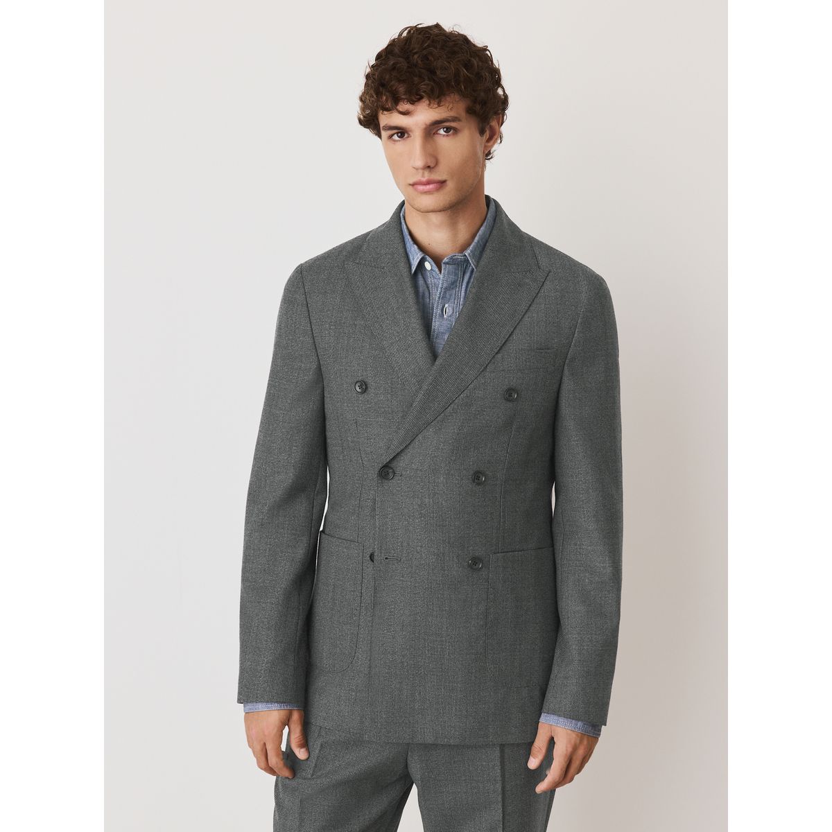 Veste de costume en laine mélangée à carreaux gris, NEXT