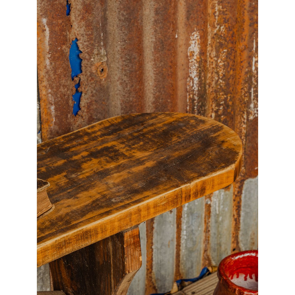 Banc en bois Antoine N°544 - Bon état bois foncé, DEBONGOUT