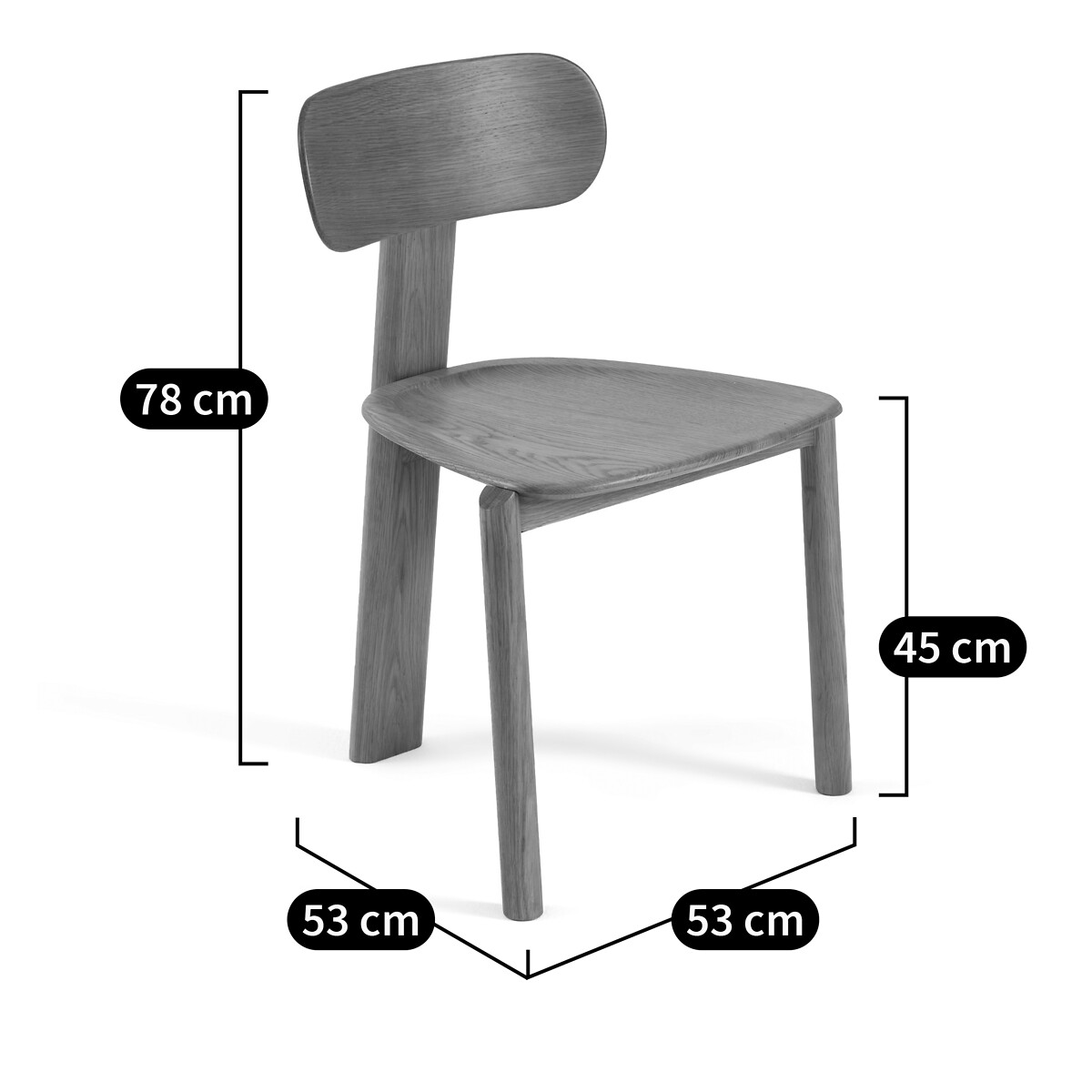 Chaise 3 pieds, en chêne, plaqué chêne et tissu bouclette, MARAIS chêne/craie, EMMANUEL GALLINA X AM.PM