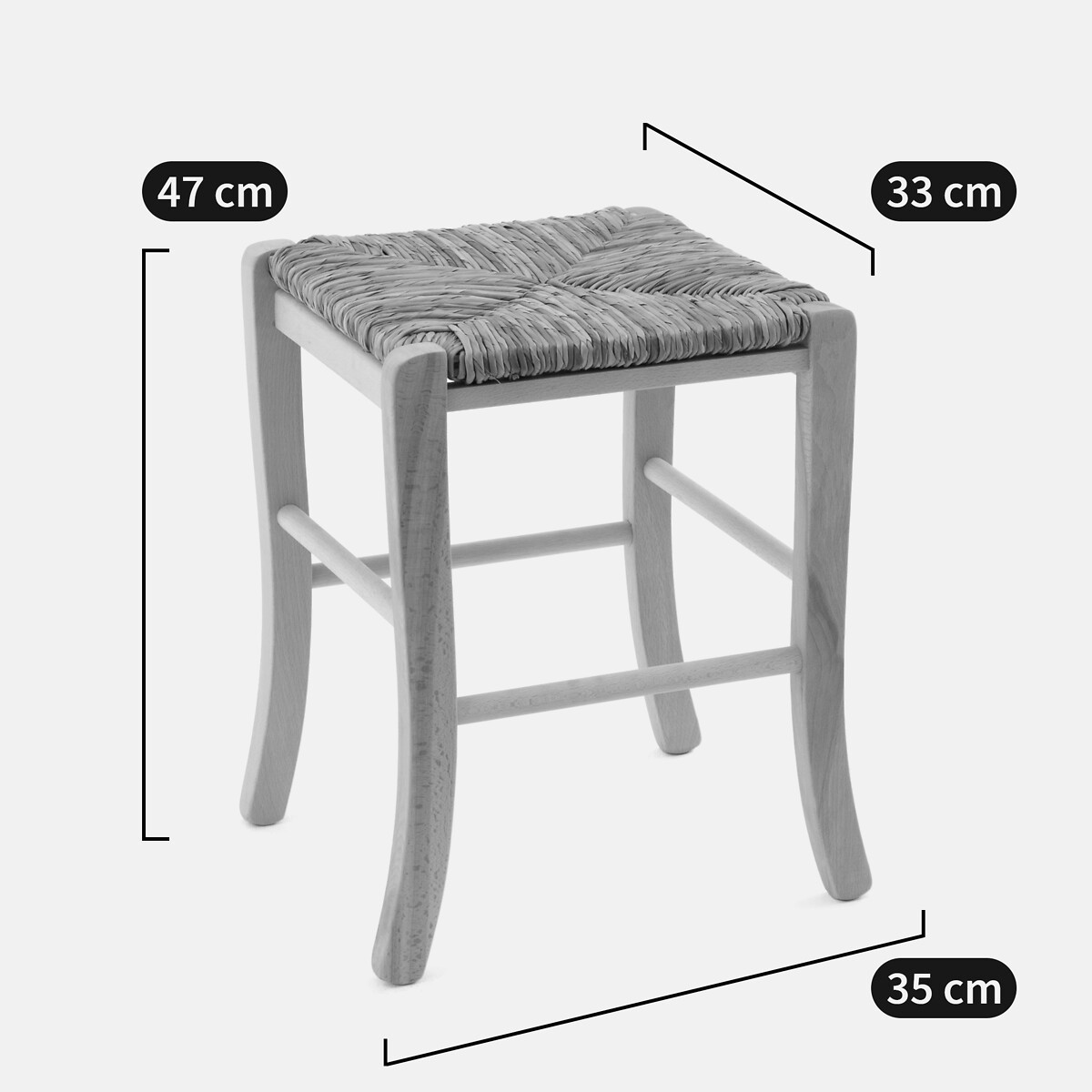 Hocker Perrine, Buche massiv weiss, SO'HOME