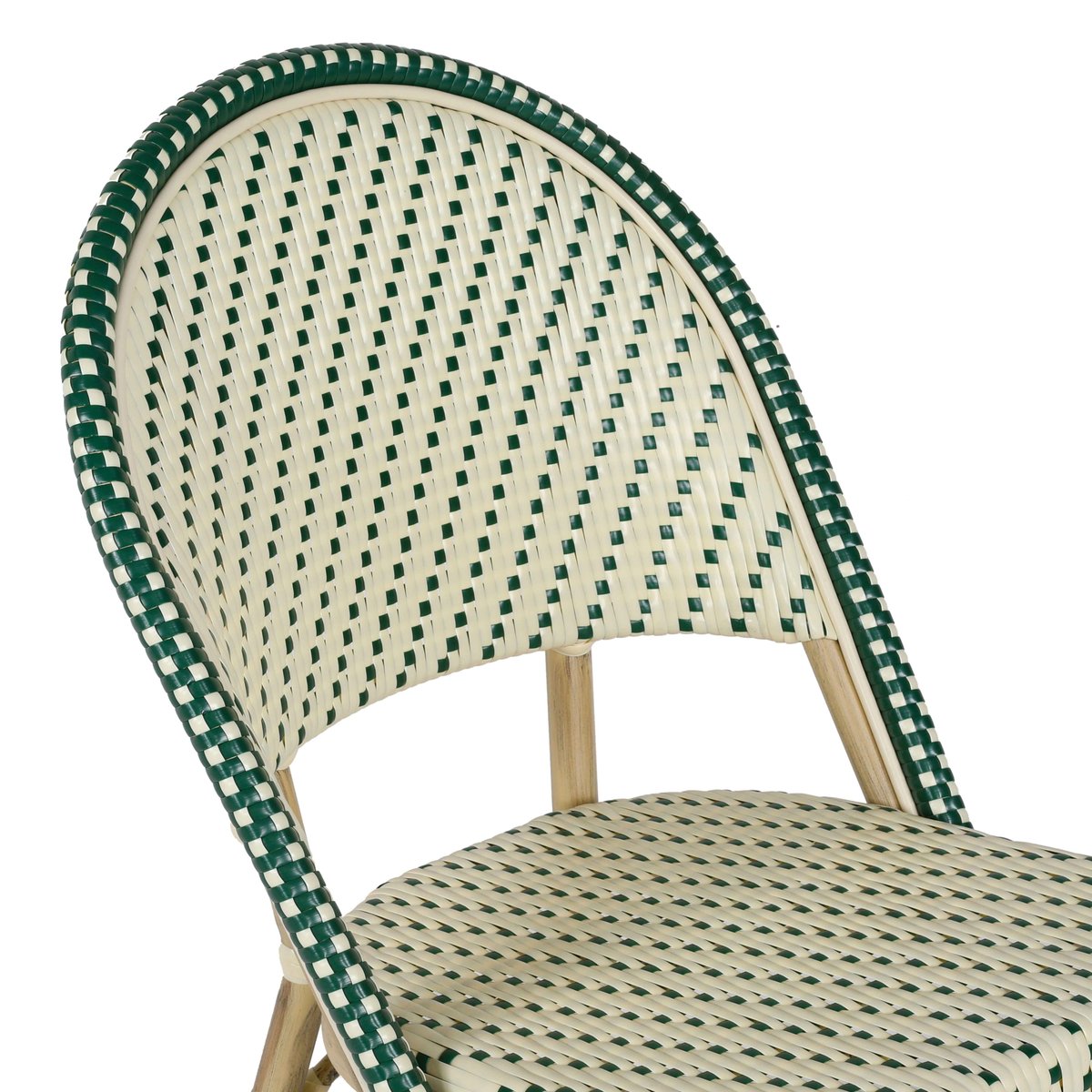 Chaise de terrasse bistrot parisien en aluminium et rotin, MARAIS vert foncé, OVIALA