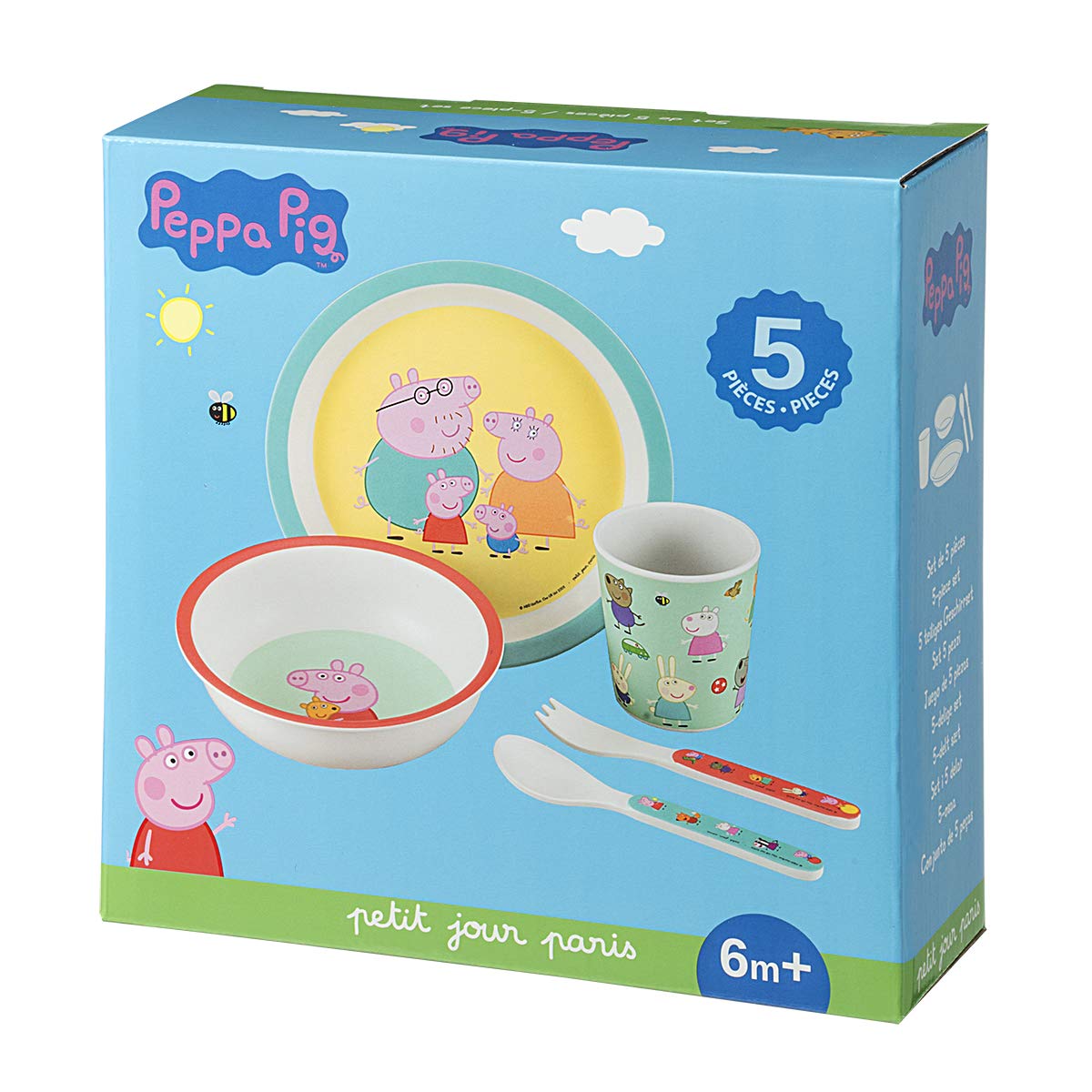 Coffret cadeau 5 pièces PEPPA PIG jaune, vert, bleu, orange., PETIT JOUR