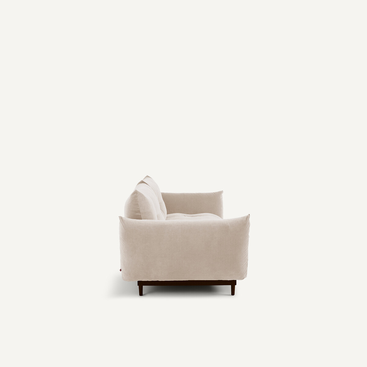 Canapé compact, 3 places, en velours stone, VITORIA avoine, AM.PM