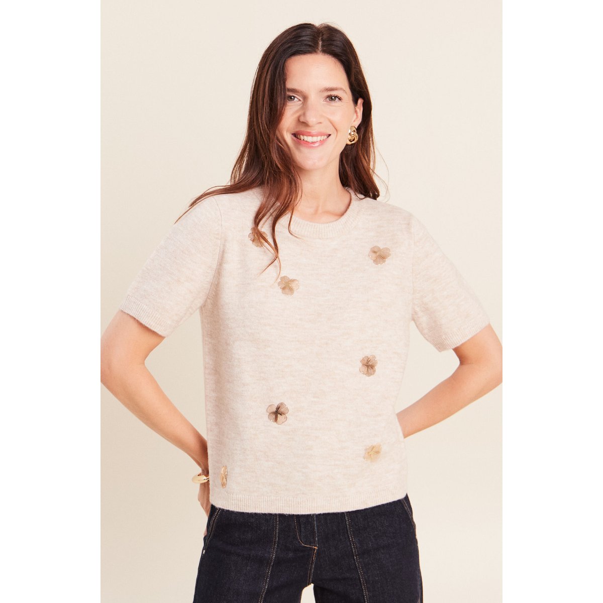 Pull col rond beige, BREAL