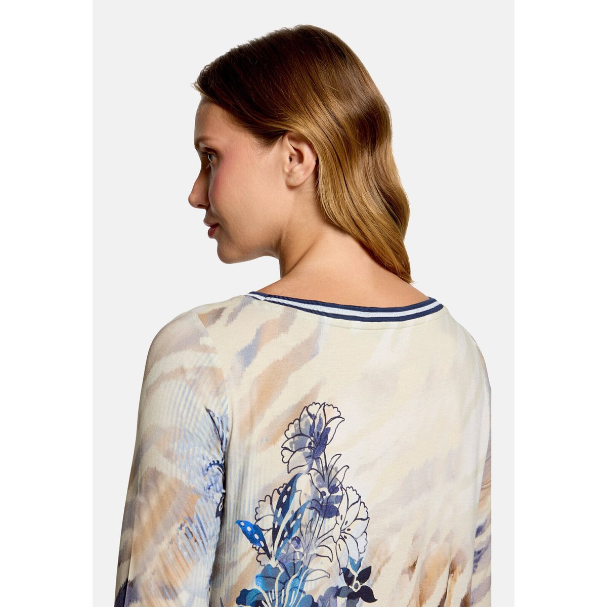 Haut casual à cordon coulissant sous tunnel beige/bleu, BETTY BARCLAY
