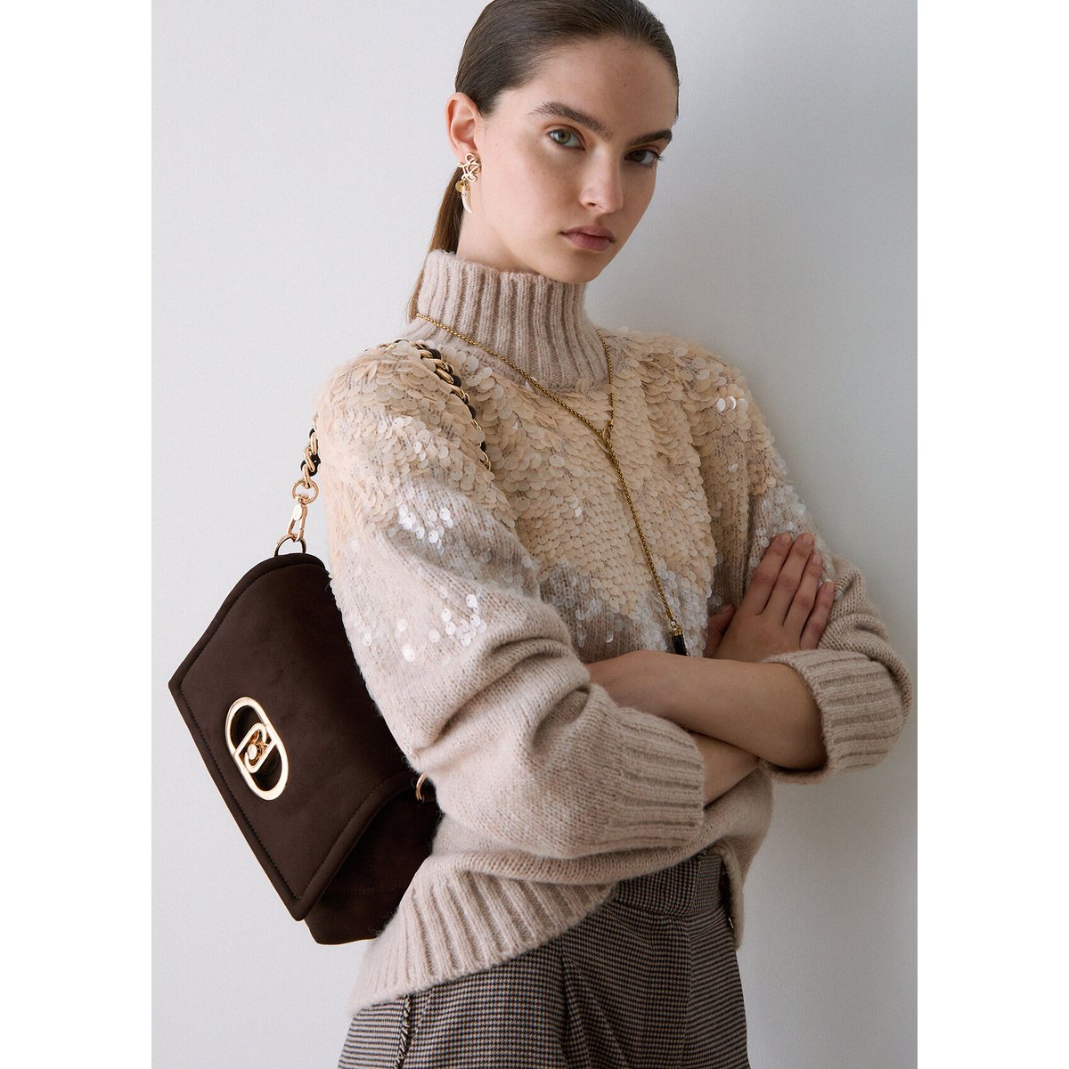 Maille en laine avec paillettes blanc, LIU JO