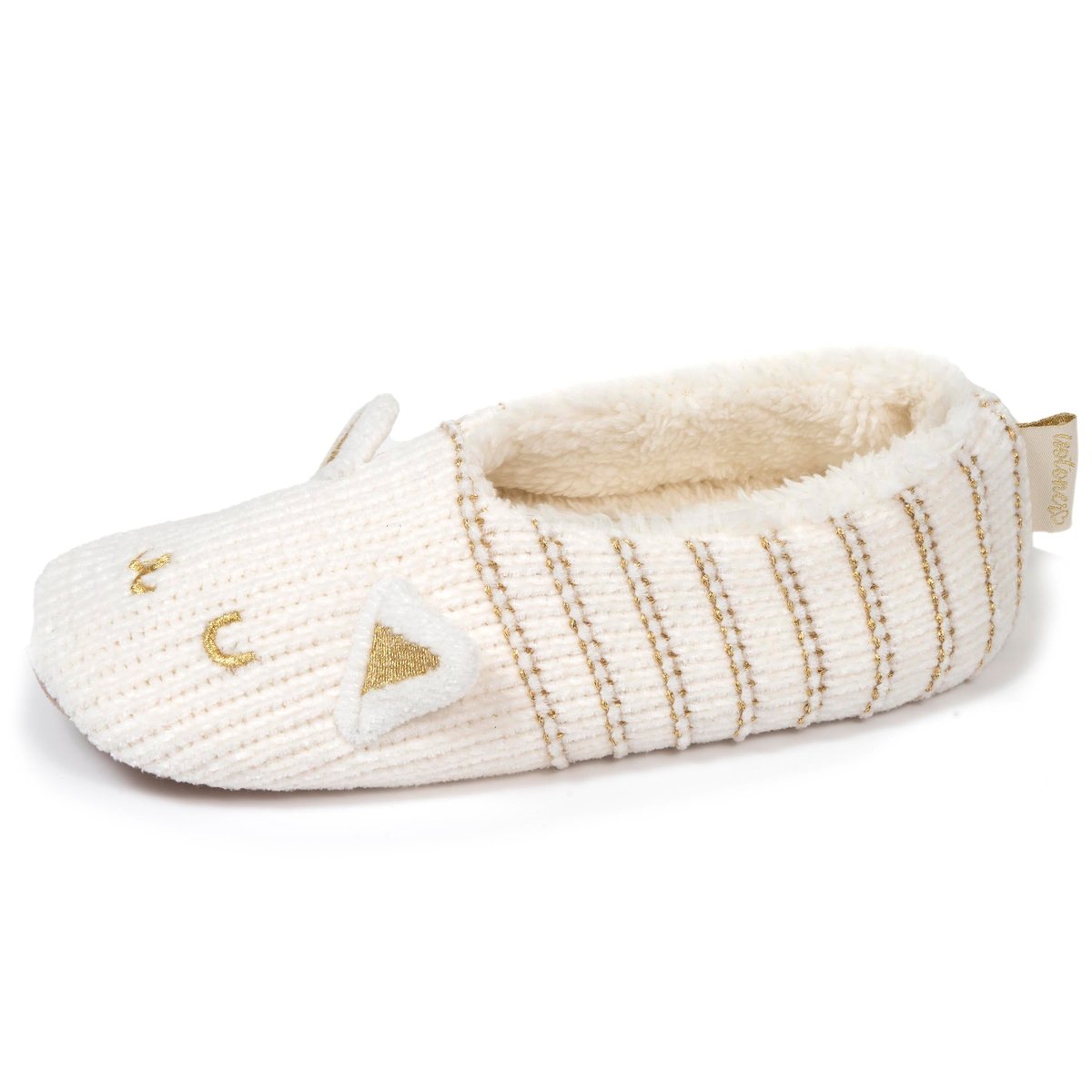 Chaussettes d'intérieur maille chenille - fourrées, antidérapantes blanc, ISOTONER