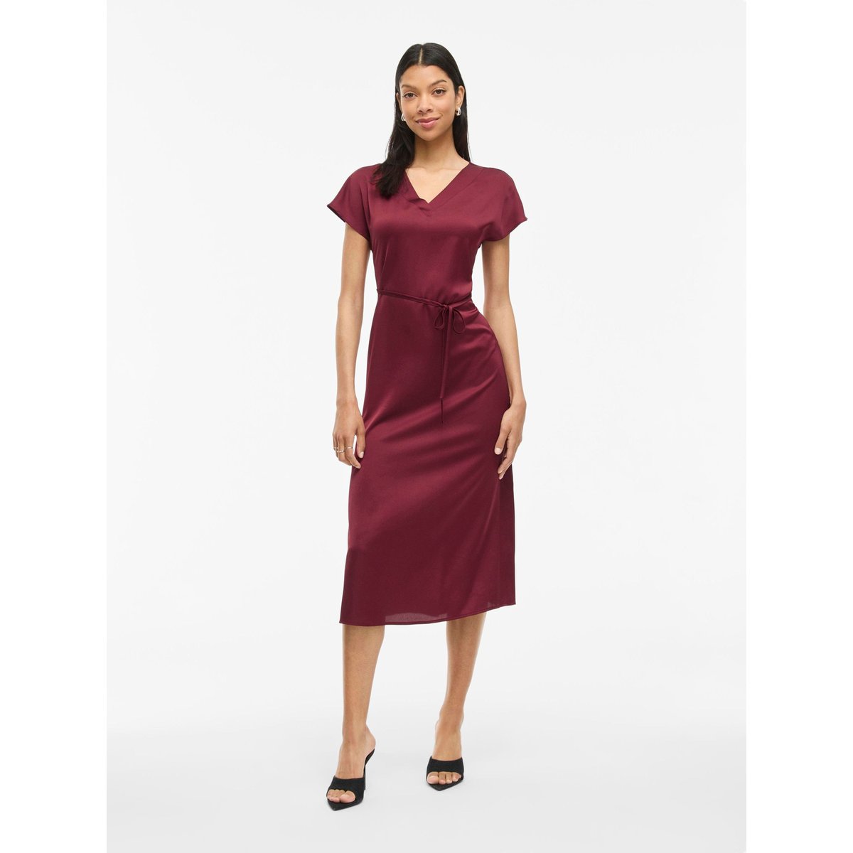 VIELLETTE - Manches courtes Robe mi-longue cabernet, VILA