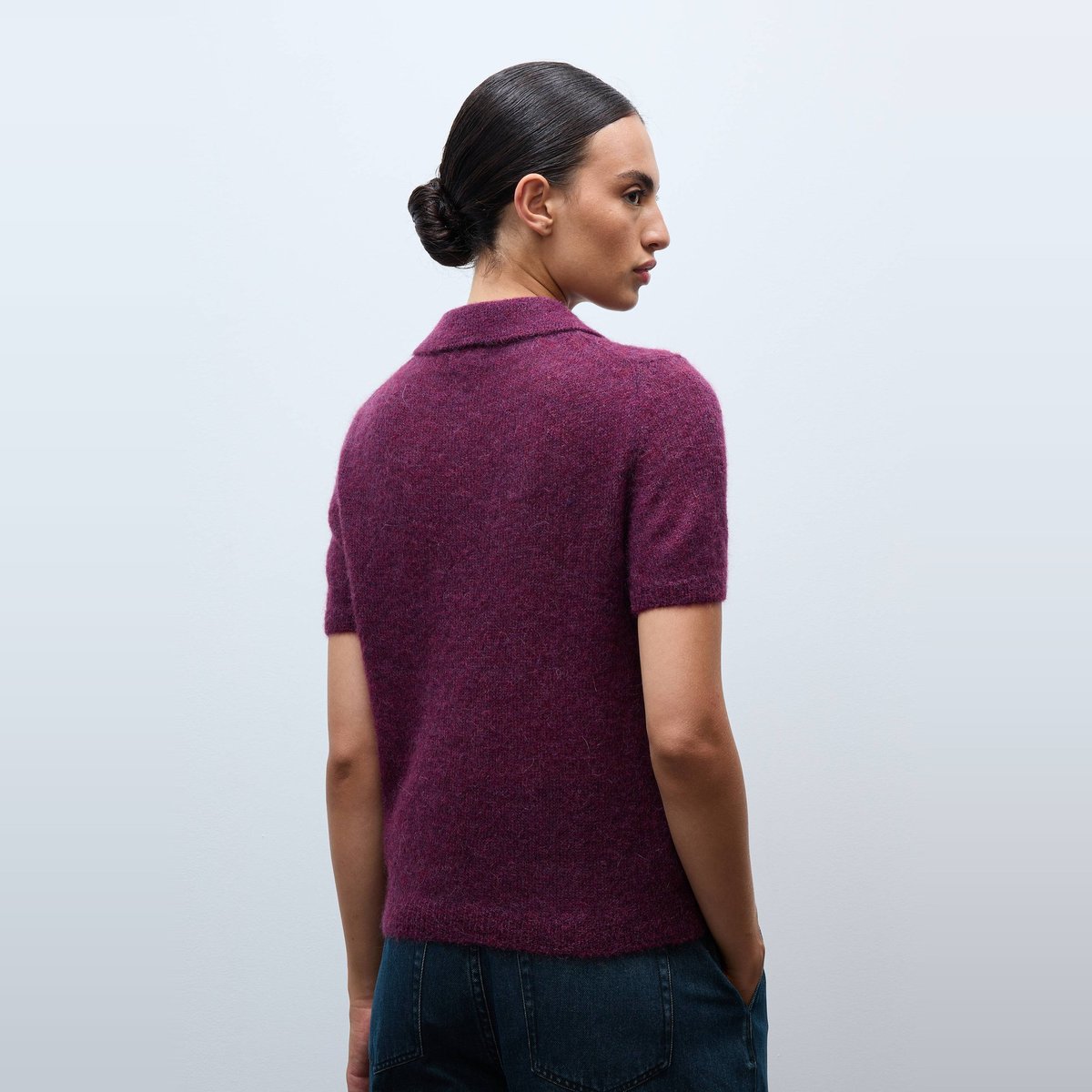 Pull polo à manches courtes contenant de l'alpaga porto, MONOPRIX