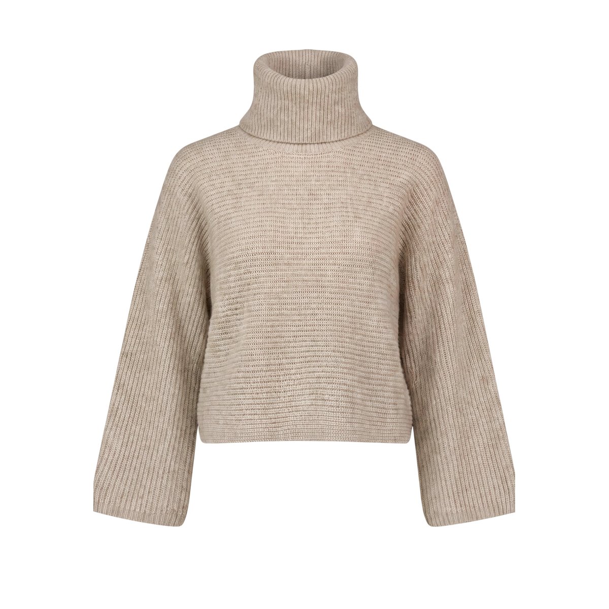 Pull en maille en maille à manches chauve-souris beige melange, ZERO