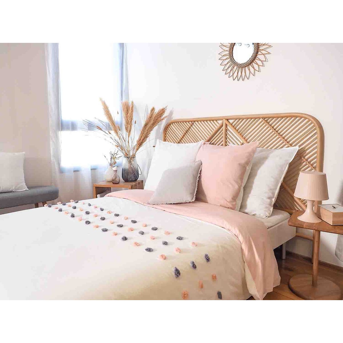 Parure housse de couette en coton imprimée, Poupie blanc, C DESIGN HOME TEXTILE