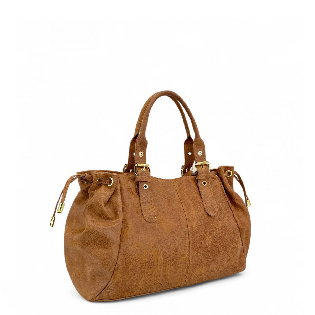Sac bowling en cuir brossé PRINCESSE BROSSEE XL camel, OH MY BAG