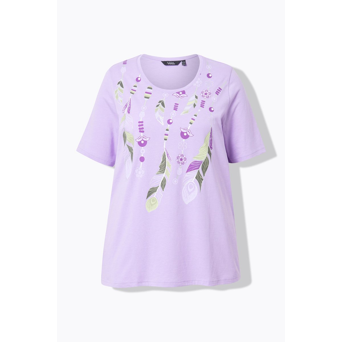 T-shirt à col rond et manches courtes. Motif lavande, ULLA POPKEN