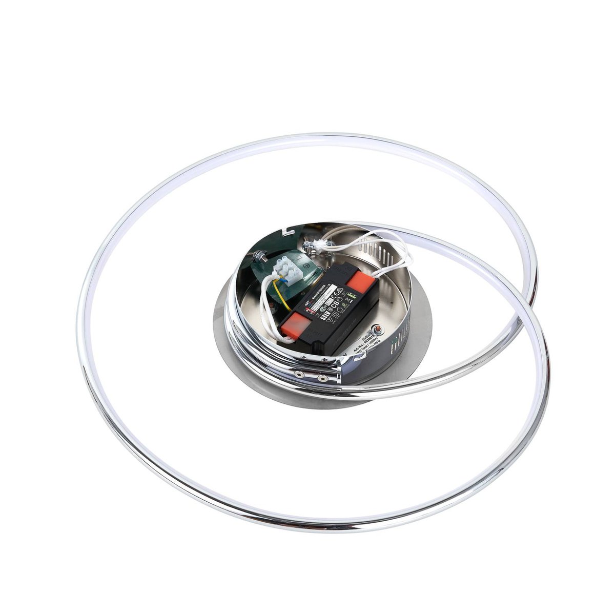 Plafonnier en métal moderneLED, Joline blanc, chrome, LINDBY