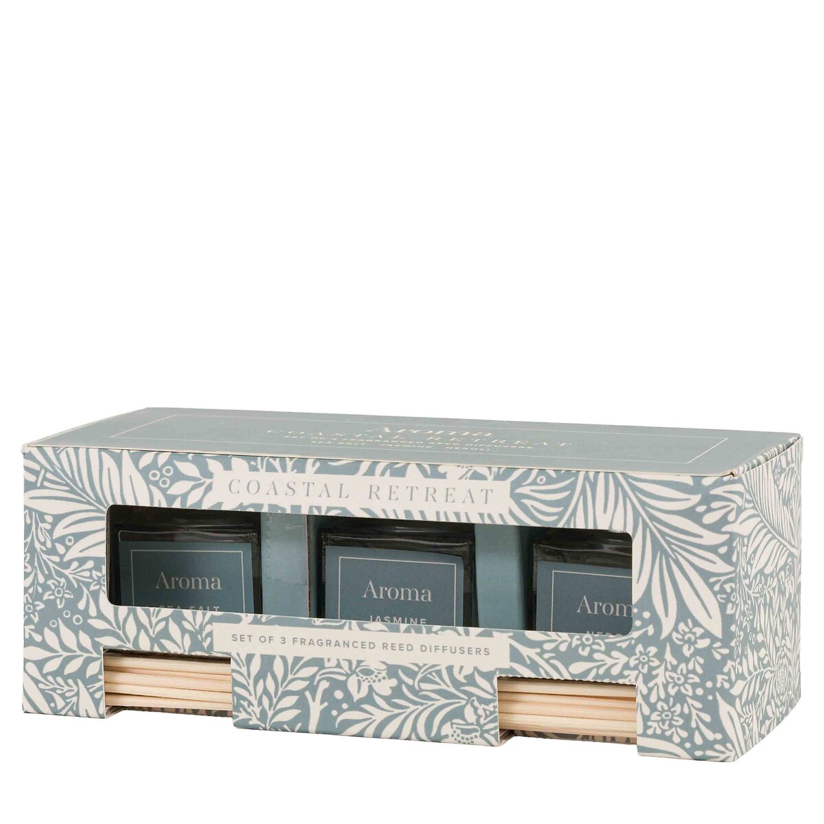 Set of 3 Coastal Retreat Reed Diffusers in Jasmine / Sea Salt / Neroli Fragrance blue, ÉDITÉ