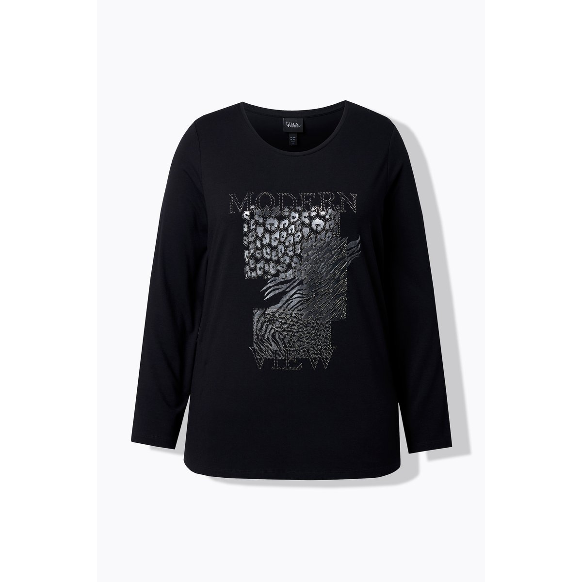 T-shirt avec strass fantaisie noir, ULLA POPKEN