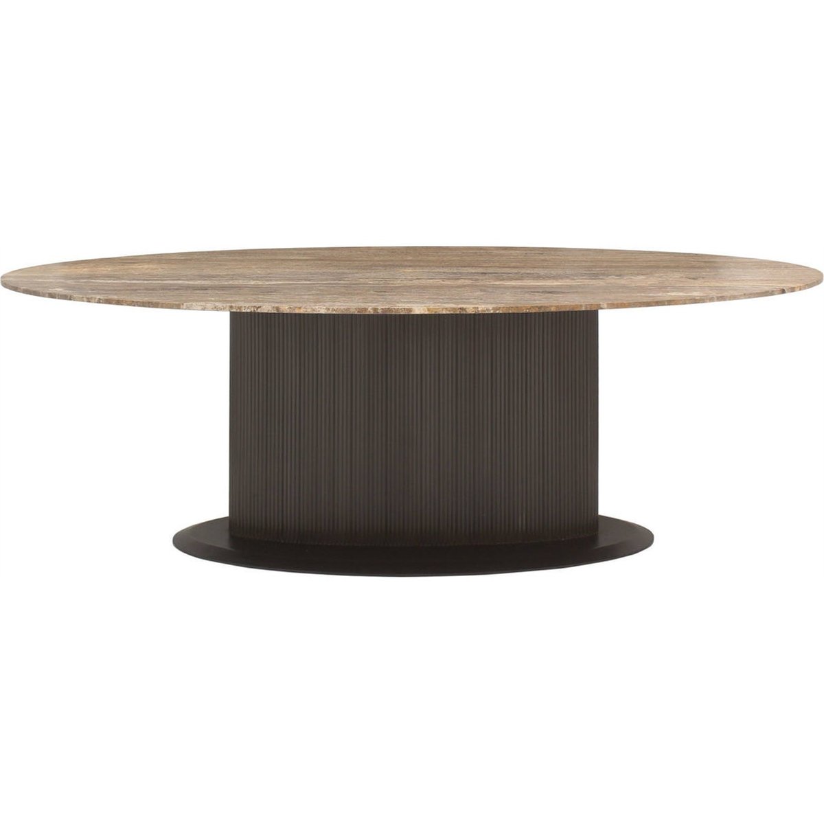 Table à manger ovale en pierre RUSSO marron cendré, RECOLLECTION