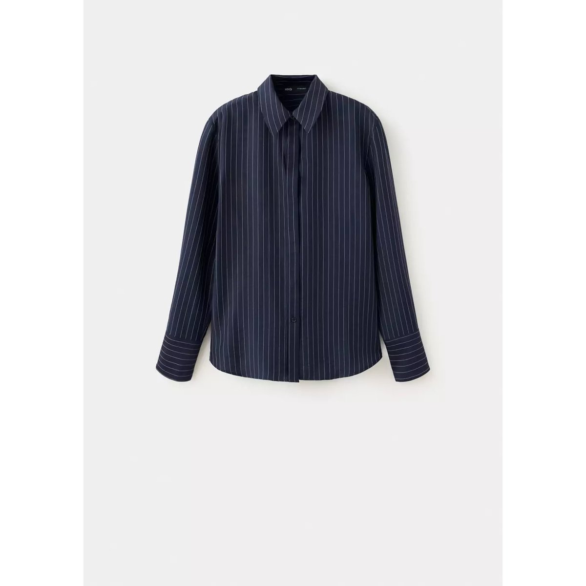 Chemise modal fines rayures bleu marine, MANGO