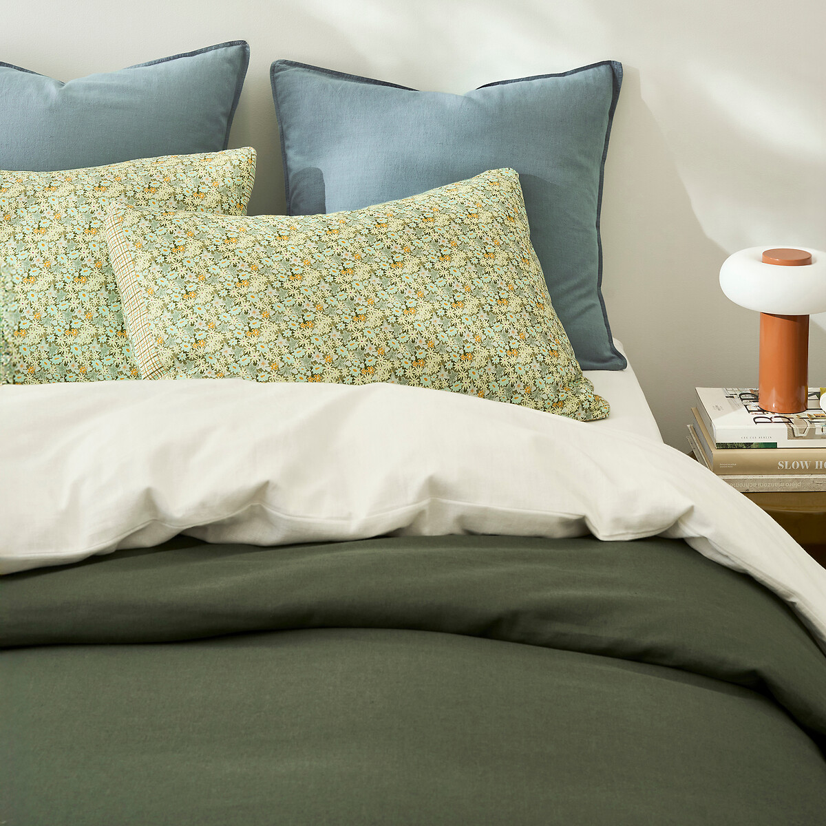 Marnie Plain Pillowcase in Washed Cotton/Linen grey blue, LA REDOUTE INTERIEURS