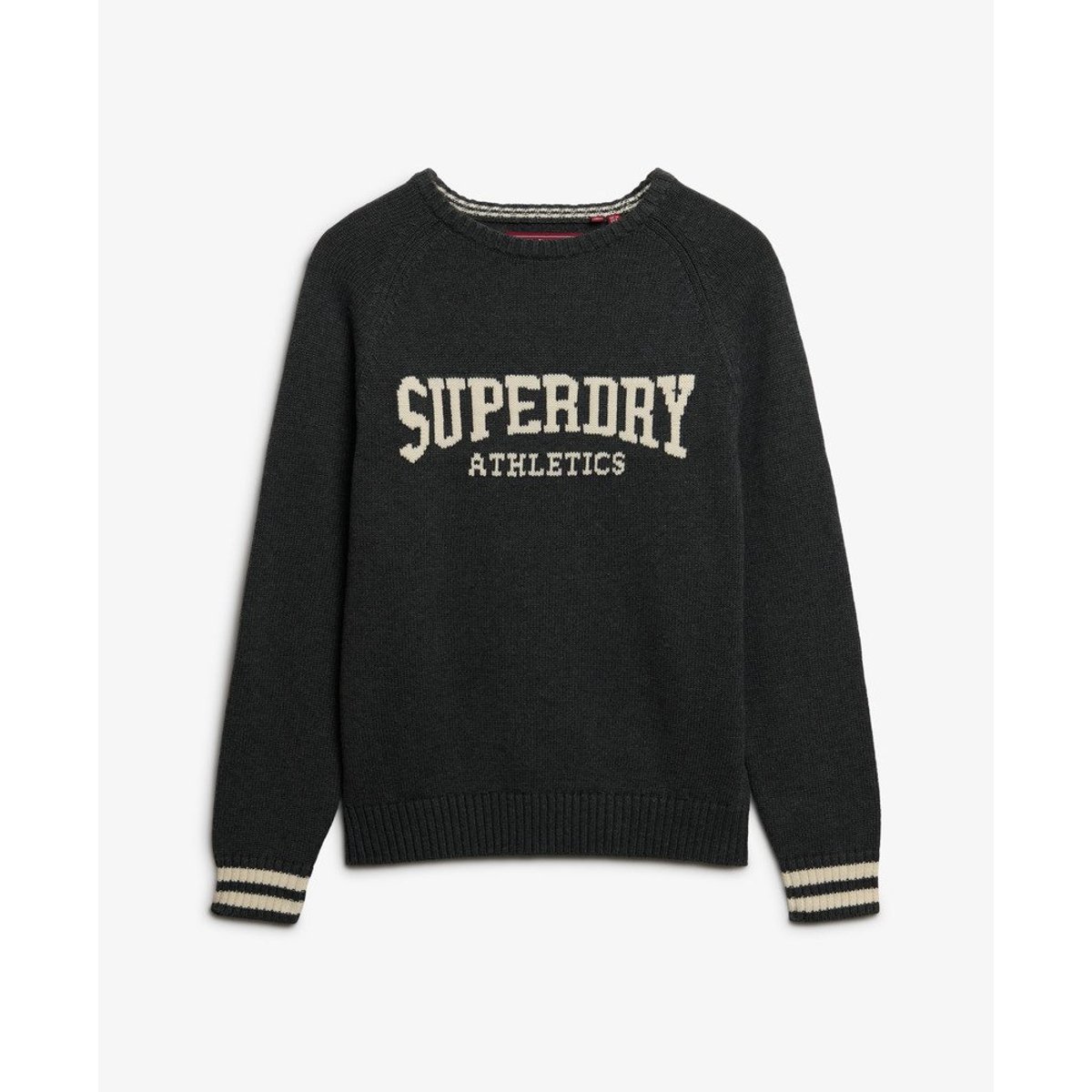 Pull en maille à motif intarsia décontracté gris chiné highland, SUPERDRY