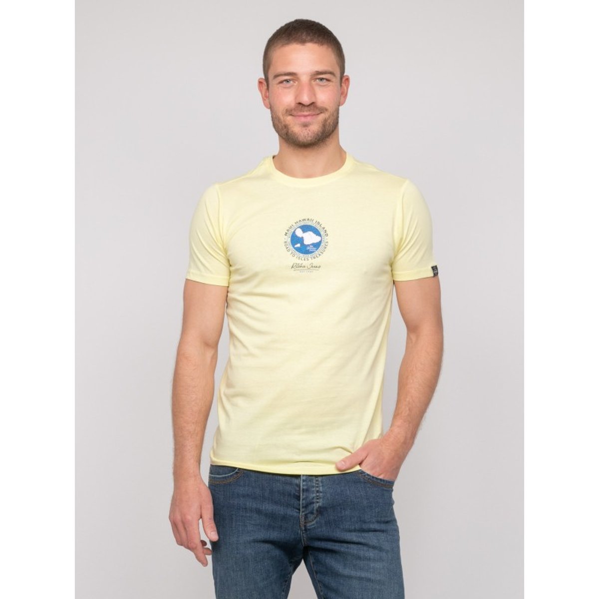 T-shirt Coton Motifs Nantorin jaune, RITCHIE