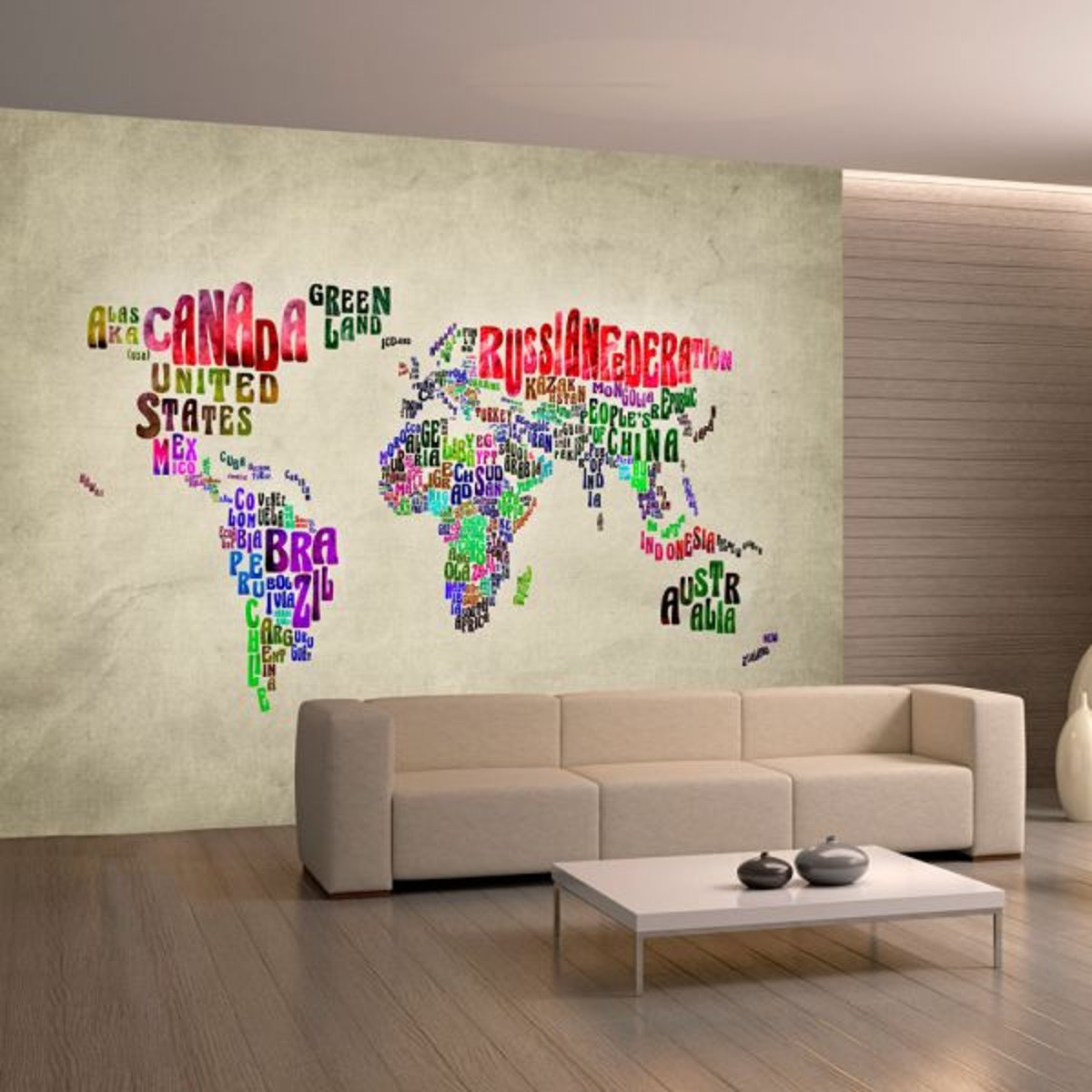 Papier peint intissé panoramique Carte du monde Better World multicouleur, EDEN