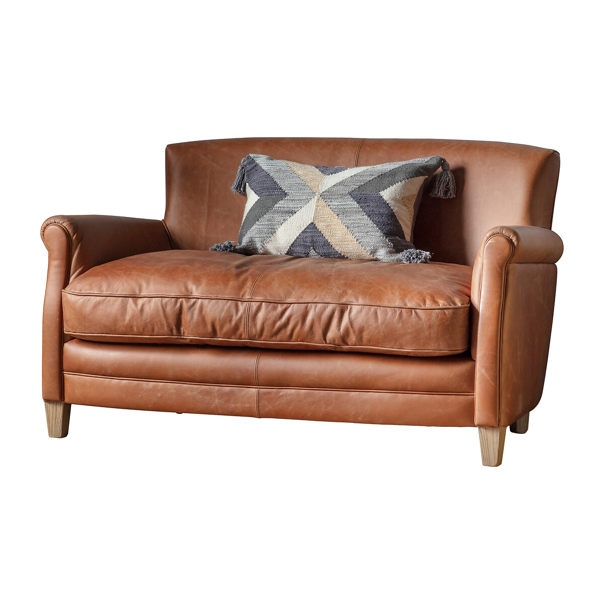 Derby Vintage Leather Compact 2 Seater Sofa with Roll Top Arms brown , ÉDITÉ