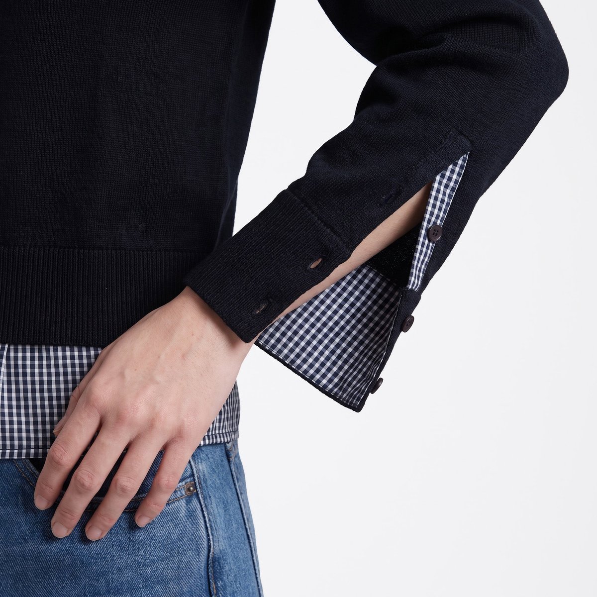 Pull femme marine ajusté col rond FLOURA navy, ARTLOVE