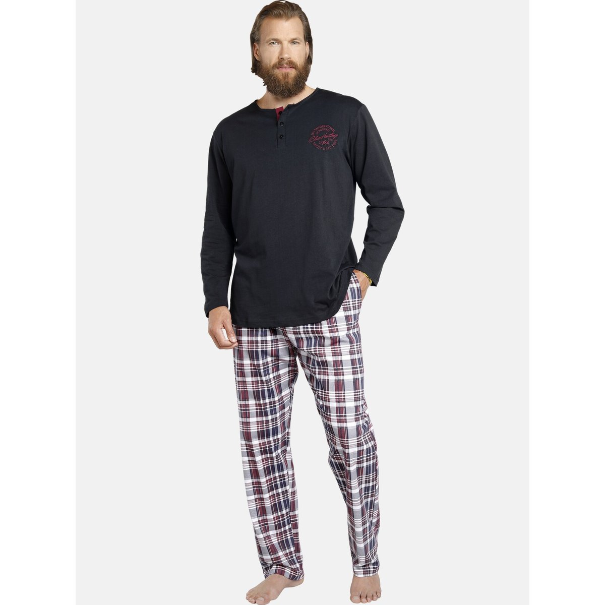 3 pyjama pcs. HELIMAR bleu foncé rouge foncé, JAN VANDERSTORM