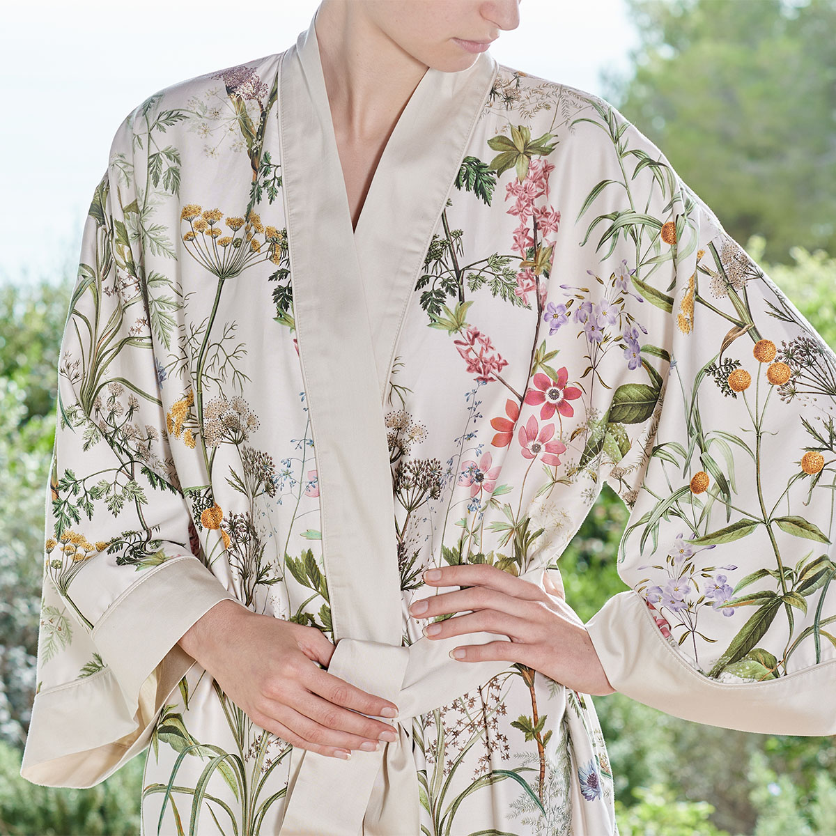 Kimono long satin de coton PRAIRIE LEGERE beige, GARNIER THIEBAUT