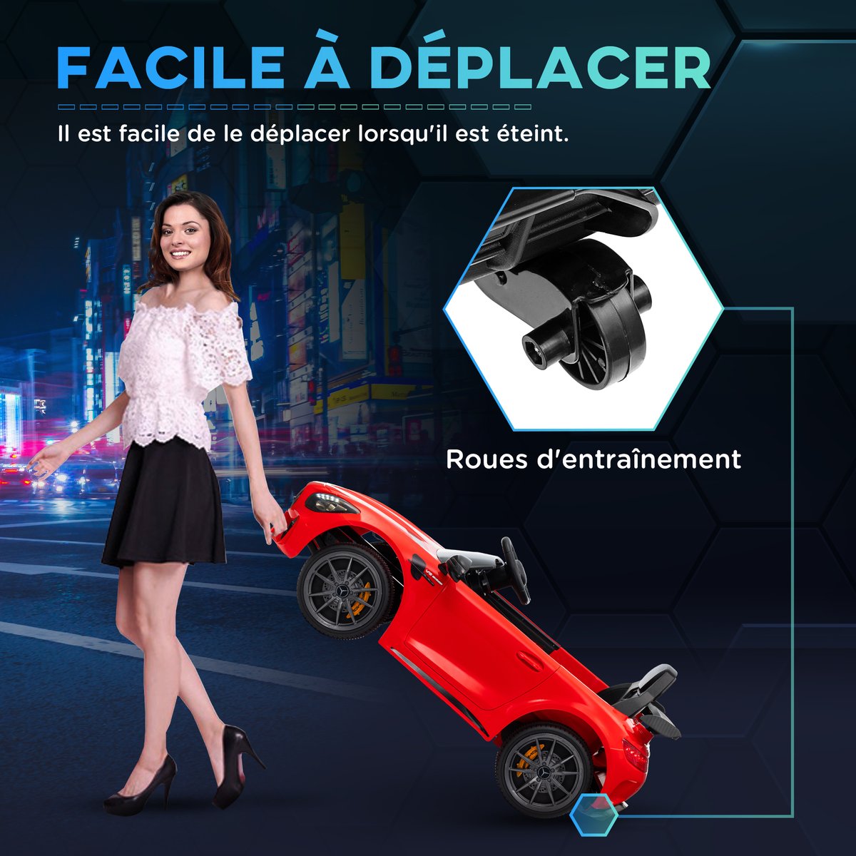 Voiture électrique à conducteur assis Métal rouge, AIYAPLAY