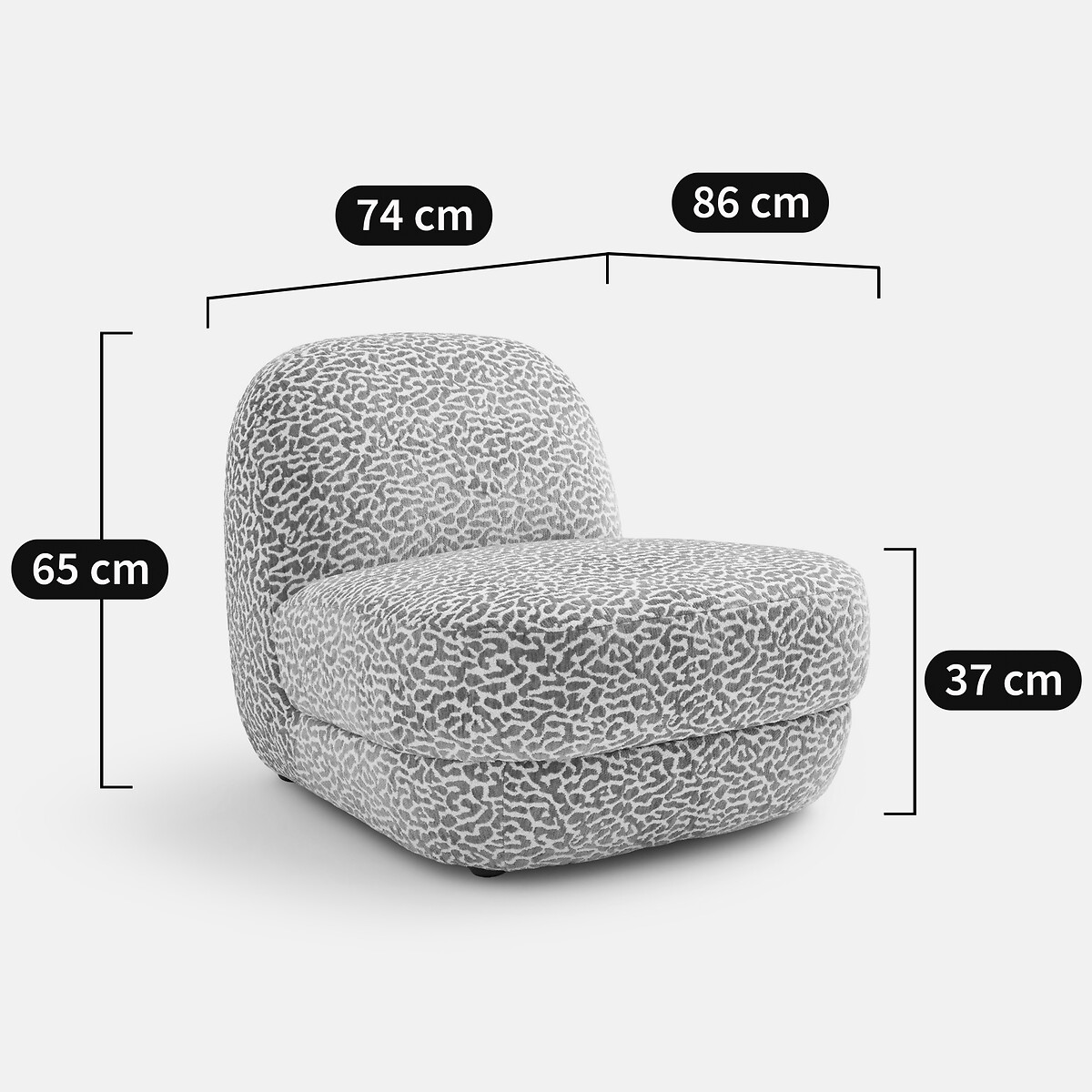Olto Leopard Print Fleece Compact Lounge Chair leopard print, LA REDOUTE INTERIEURS