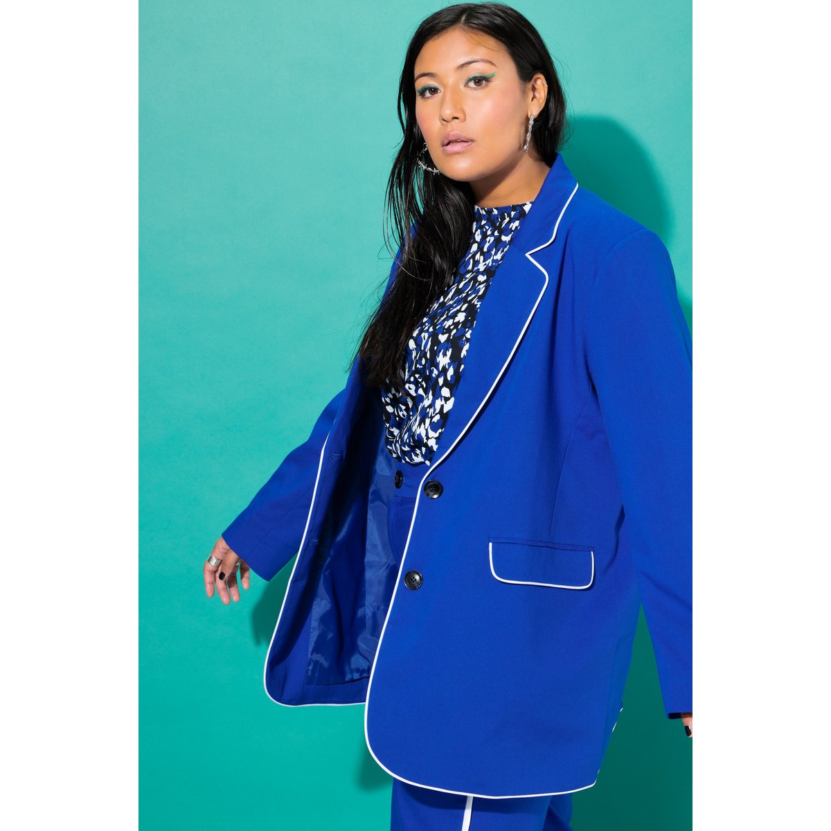 Blazer oversize avec passepoil bleu cobalt, STUDIO UNTOLD