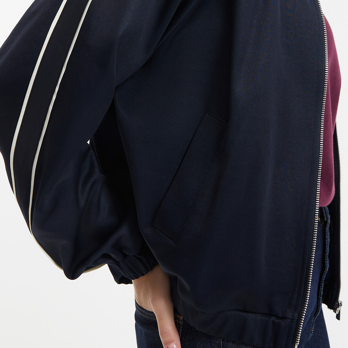 Felpa con zip, collo a polo blu marino, LA REDOUTE COLLECTIONS
