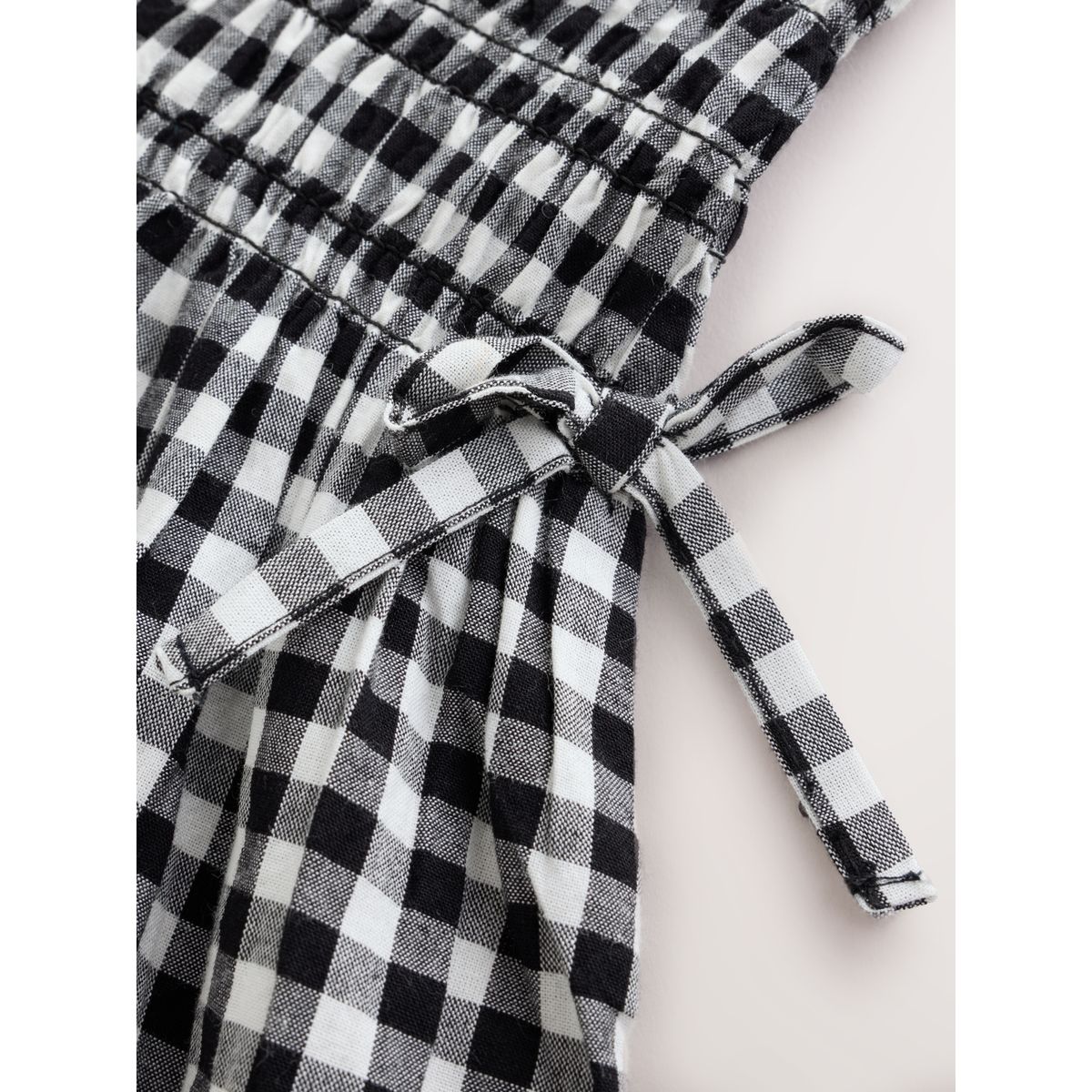 Robe froncée vichy noir/blanc, NEXT