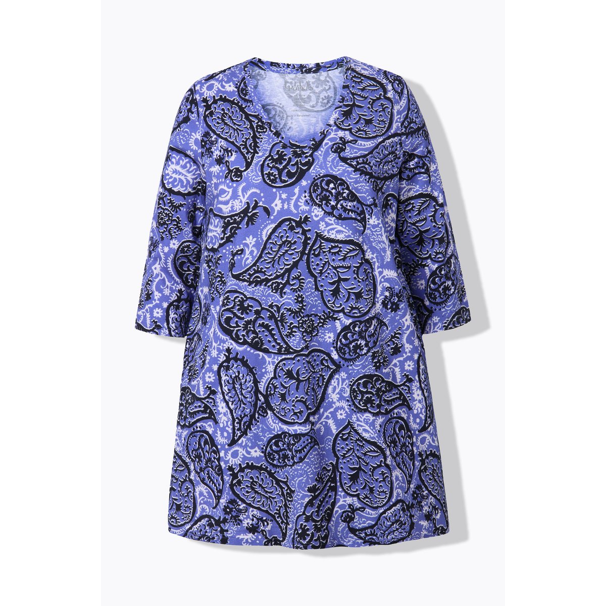 T-shirt long motif cachemire marine, ULLA POPKEN